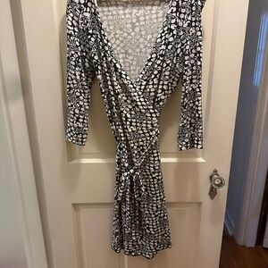 Elegant Black and White Wrap Dress